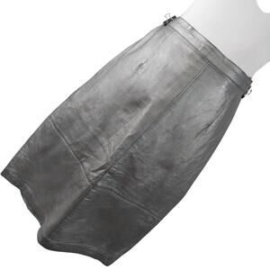 SANTA FE! MOONLIGHT SILVER GENUINE LEATHER MIDI LENGTH SLEEK SKIRT! SZ 8